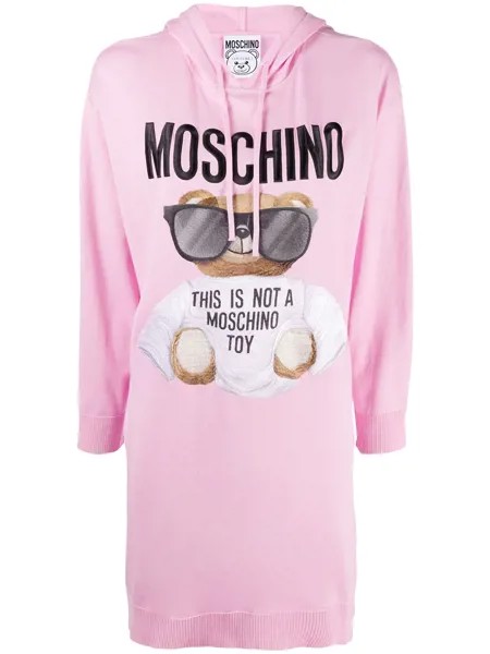 Moschino платье-худи с логотипом и принтом