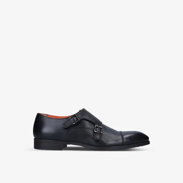 Кожаные монки Simon с двойной пряжкой Santoni, черный