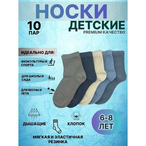Носки Базовая коллекция, 10 пар, размер 6-8, , синий