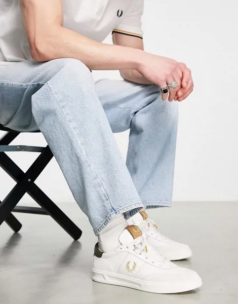 Белые кожаные кроссовки Fred Perry-Белый