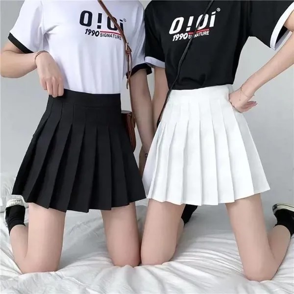 Плиссированная школьная мини-юбка плиссированная теннисная юбка Япония Корейская мода Kawaii Ретро Винтажная юбка