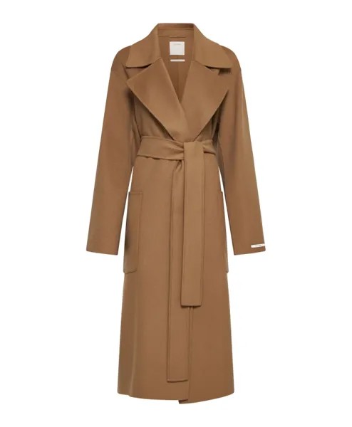 Длинное пальто из верблюжьей шерсти с поясом Sportmax, коричневый