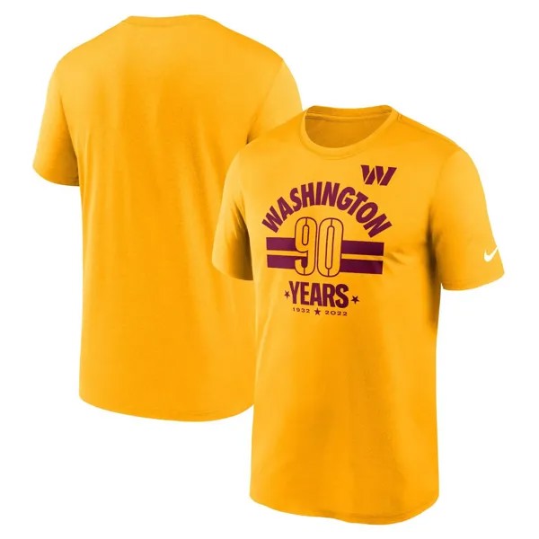 Мужская золотая футболка Washington Commanders Legend 90th Anniversary Nike