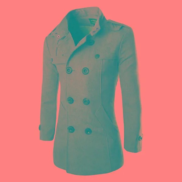 Международная торговля, Мужская шерстяная ветровка, Новое высококачественное серое двубортное приталенное и модное пальто