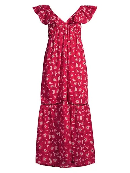 Хлопковое платье макси с цветочным принтом Jasmin Ro'S Garden, мультиколор