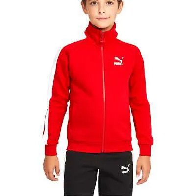 Puma Iconic T7 Спортивная куртка на молнии с полной молнией Молодежная красная повседневная спортивная верхняя одежда для мальчиков 53
