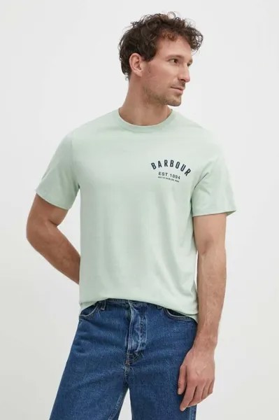 Хлопковая футболка Barbour, зеленый