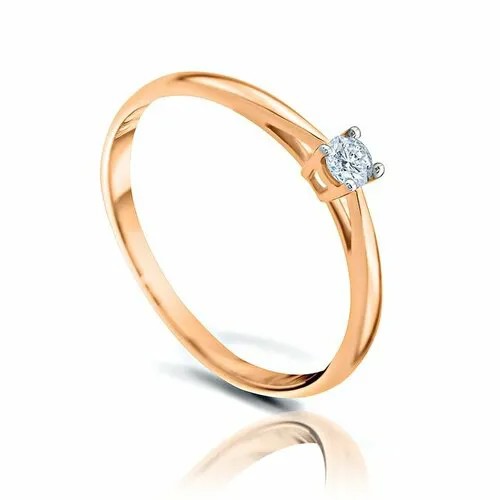 Кольцо Diamond Prime, красное, белое золото, 585 проба, бриллиант, размер 16.5
