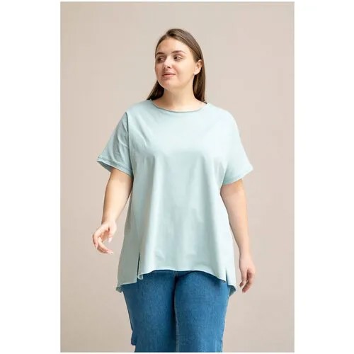 Футболка Modress, хлопок, однотонная, трикотаж, размер 76, бирюзовый
