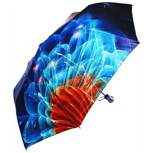 Зонт Monsoon, полуавтомат, 3 сложения, купол 102 см., 8 спиц, система «антиветер», чехол в комплекте, для женщин, красный, синий