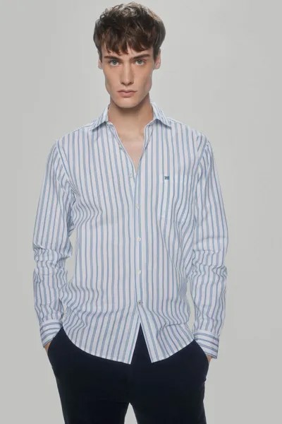 Рубашка в полоску из итальянской ткани Pedro del Hierro, синий