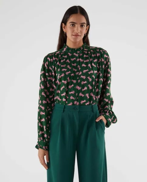 Женская блузка с длинными рукавами и принтом Compañía Fantástica, темно-зеленый