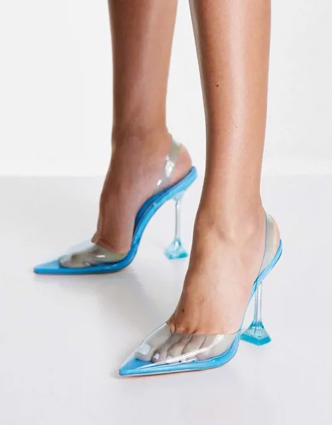 Прозрачные/синие туфли с ремешком на пятке Public Desire x Kenza-Голубой