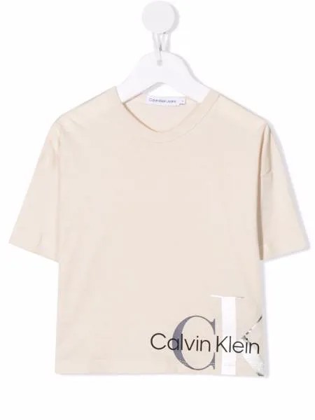Calvin Klein Kids укороченная футболка с логотипом