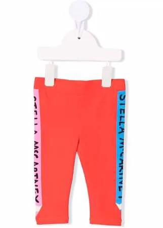 Stella McCartney Kids легинсы в стиле колор-блок с логотипом на лампасах