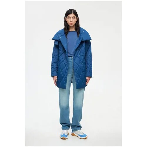 Куртка  SHI-SHI, демисезон/зима, силуэт свободный, пояс/ремень, водонепроницаемая, размер 44, синий