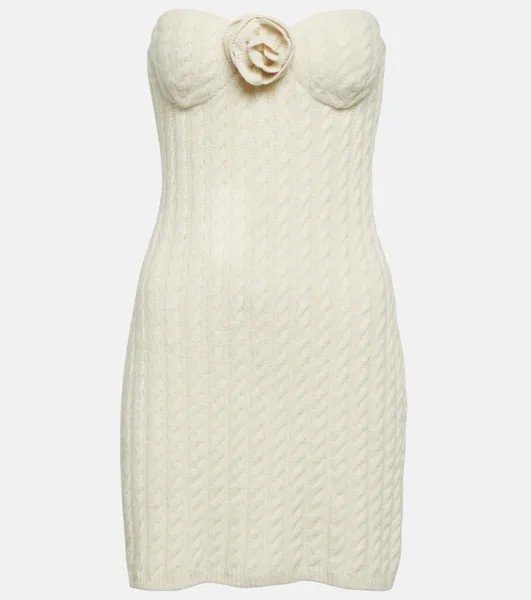 Мини-платье без бретелек с цветочной аппликацией Magda Butrym, белый