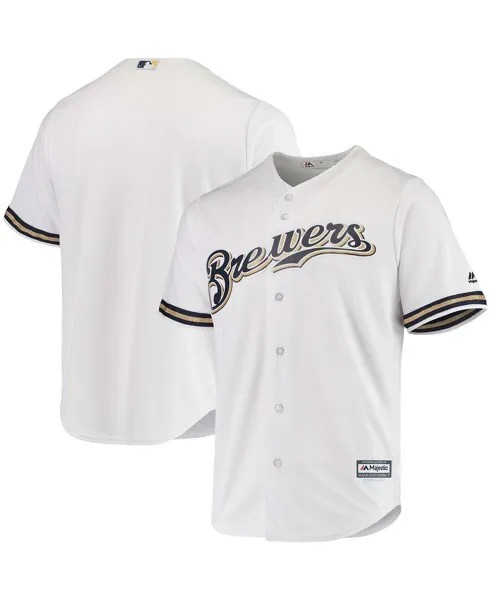 Мужская белая официальная базовая майка milwaukee brewers home cool base Majestic, белый