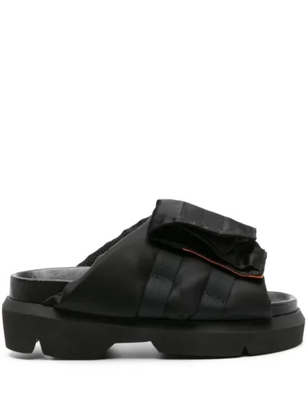 Дутые шлепанцы sacai, черный