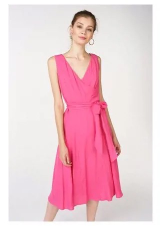 Платье миди на запах с поясом ZARINA 8225048566090 женское Цвет Розовый Однотонный р-р 48