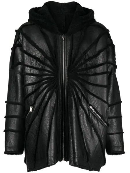 Rick Owens куртка Jumbo с капюшоном и меховой отделкой, черный