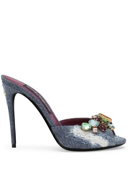 Dolce & Gabbana джинсовые мюли с кристаллами, синий
