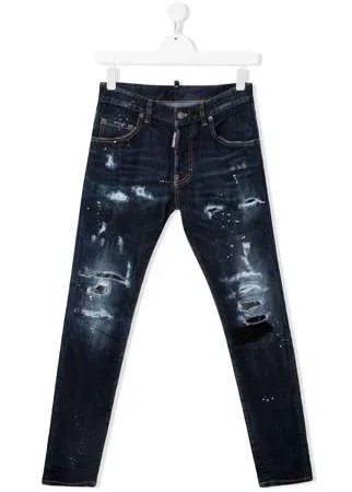 Dsquared2 Kids узкие джинсы с эффектом потертости
