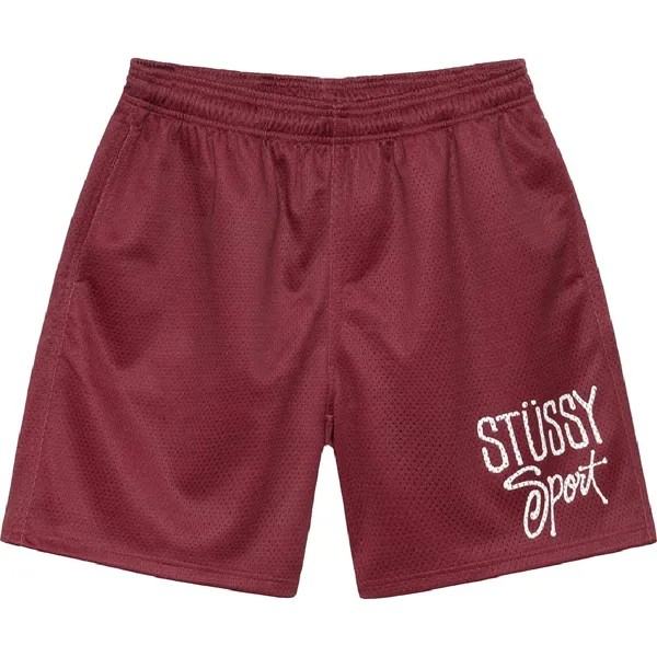 Шорты Stussy Mesh Short Sport, темно-бордовый