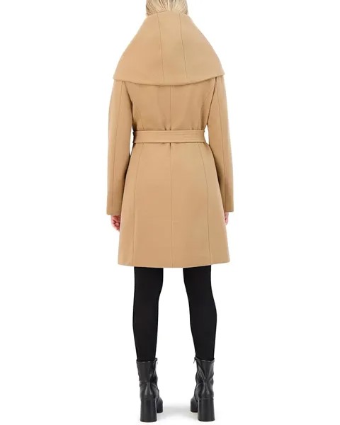 Пальто Cole Haan Belted Asymmetric Zip Front Soft Twill Coat, бежевый