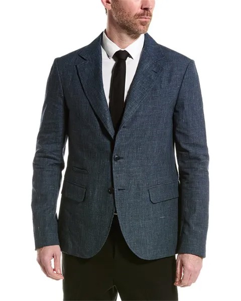 Приталенная льняная куртка John Varvatos, синий