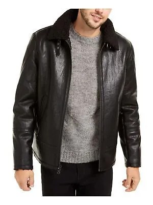 Мужская мотоциклетная куртка из искусственной кожи, черная подкладка из искусственного шерпа CALVIN KLEIN S