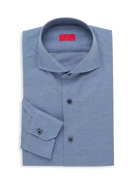 Фланелевая классическая рубашка обычного кроя Isaia, цвет bright blue