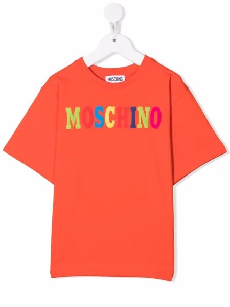 Moschino Kids футболка с разноцветным логотипом