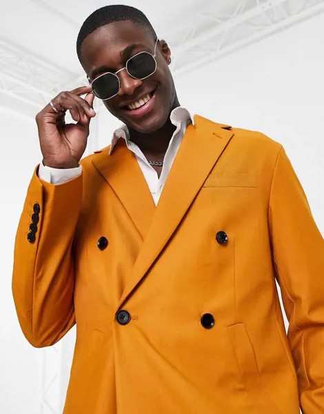 Свободный двубортный пиджак с заниженной линией плеч Gianni Feraud-Коричневый цвет