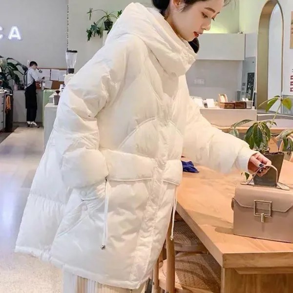Зима Корейские Свободные Женщины Оверсайз Пальто И Паркас Теплая Толстая Верхняя Одежда