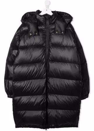 Balmain Kids пальто с вышитым логотипом и капюшоном