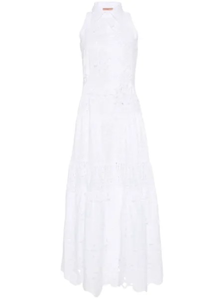 Ermanno Scervino платье макси с английской вышивкой, белый
