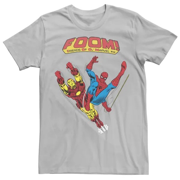 Мужская футболка FOOM Iron Man & Spider-Man Action Pose Marvel, серебристый
