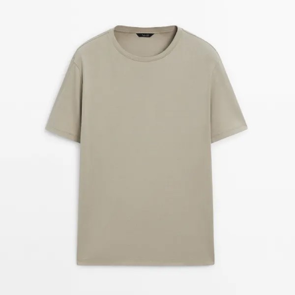 Футболка Massimo Dutti Short Sleeve Mercerised Cotton, бежевый