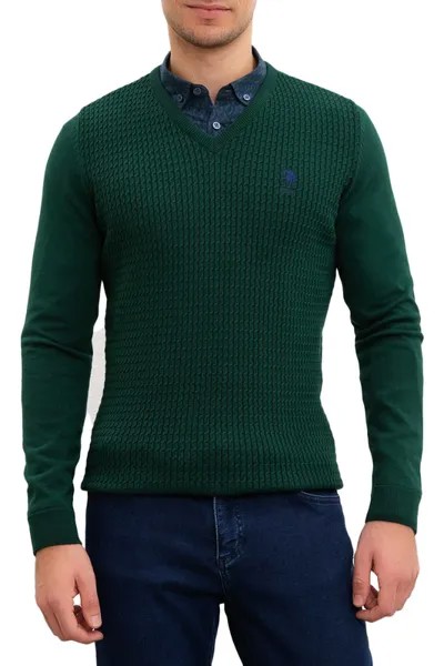 Пуловер мужской U.S. POLO Assn. G081GL0TK0GROVSK9 зеленый 52
