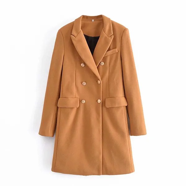 Куртка UNIQYB ZA Женская Осенняя, однотонный элегантный классический плащ с длинным рукавом и карманами, офисная одежда