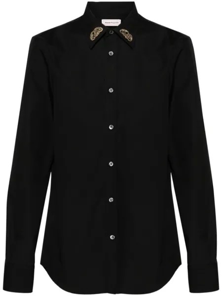 Alexander McQueen рубашка с вышивкой Seal, черный