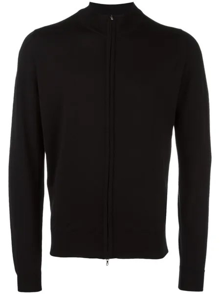 John Smedley кардиган с высоким воротником на молнии, черный