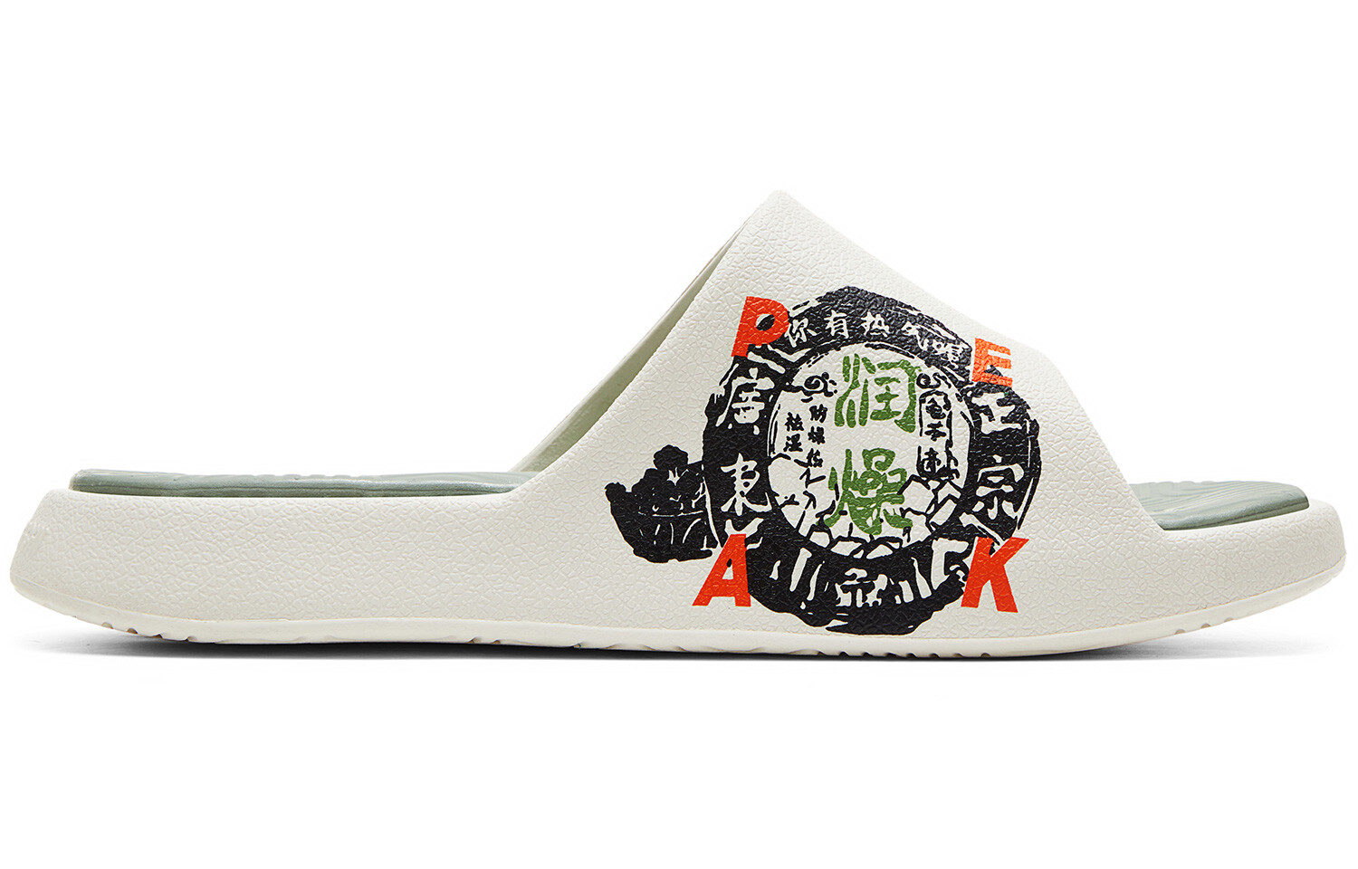 Мужские шлепанцы State Pole Classic Drag Off-White/Green Peak
