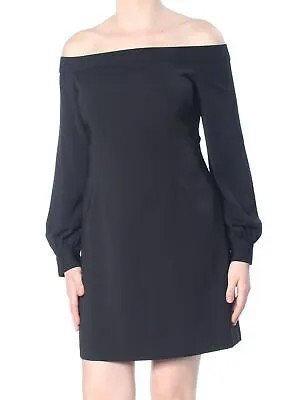 Женское черное коктейльное платье-футляр с открытыми плечами и длинными рукавами JILL STUART 2