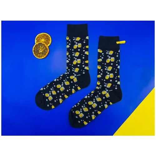 Носки унисекс цветные носки черные с пивом (р.39-45) / носки мужские / носки женские