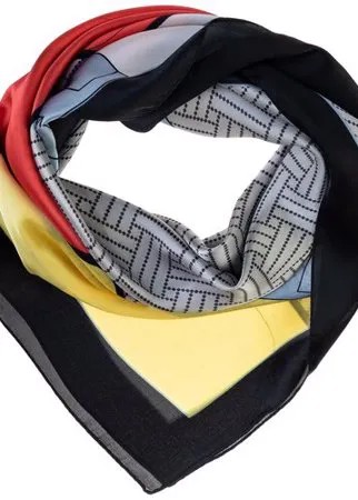 Шелковый платок на шею/Платок шелковый на голову/женский/Шейный шелковый платок/стильный/модный /21kdg70951101-16vr серый,желтый/Vittorio Richi/80% шелк,20% полиэстер/70x70