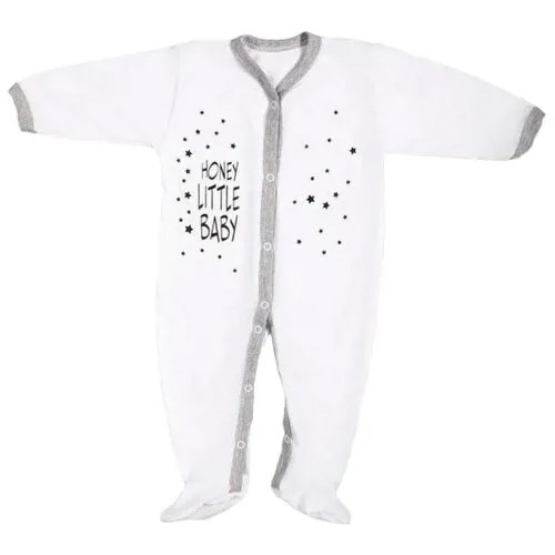 Комбинезон-слип Amarobaby HONEY LITTLE BABY 80, белый/черный, AMARO-ODHL3-80