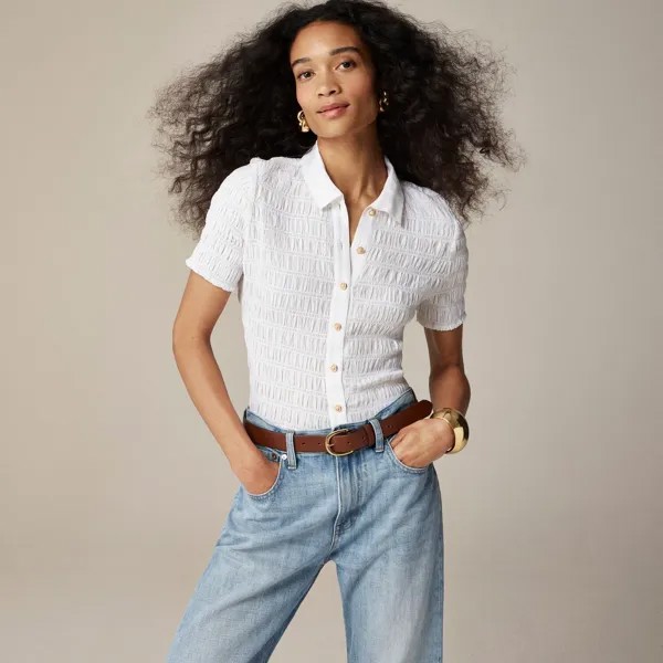 Рубашка с застежкой на пуговицы из вуали с добавлением хлопка J.Crew, белый