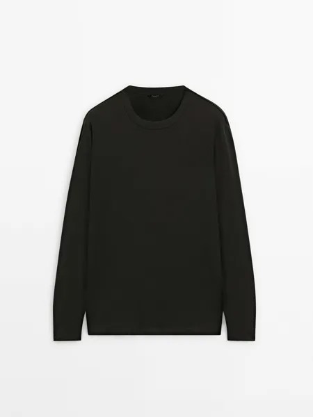 Футболка с длинным рукавом из хлопковой смеси Massimo Dutti, серый